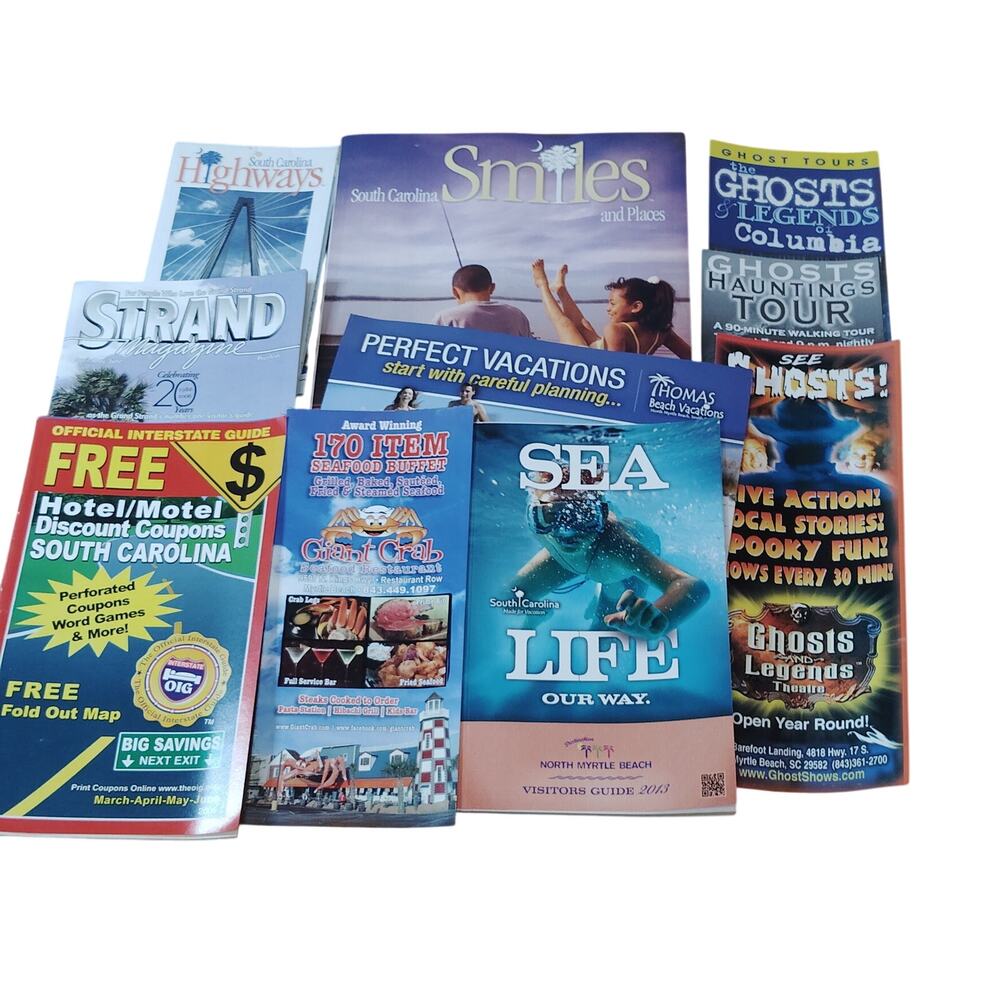South Carolina Vacation Ephemera Lot VTG 2006  Multi-Color Travel Brochures Maps